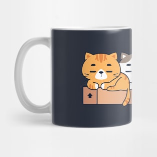 Cute cats on cardboard box Mug